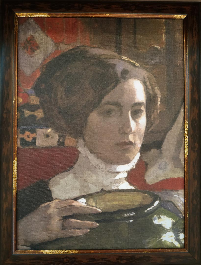 История одного экспоната.  Е. А. Киселёва.   «Автопортрет с зеленой вазой». 1910 г.